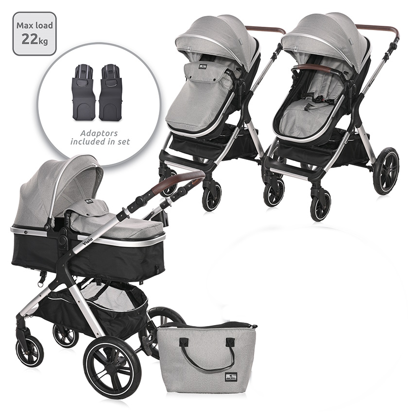 Lorelli BABY STROLLER VIOLA OPALINE GREY+ADAPTERS 10021812302A