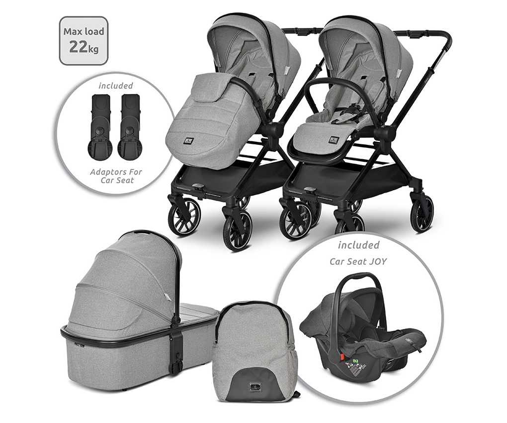 Lorelli BABY STROLLER REYA 3in1 GREY with reversible handl 10021952406