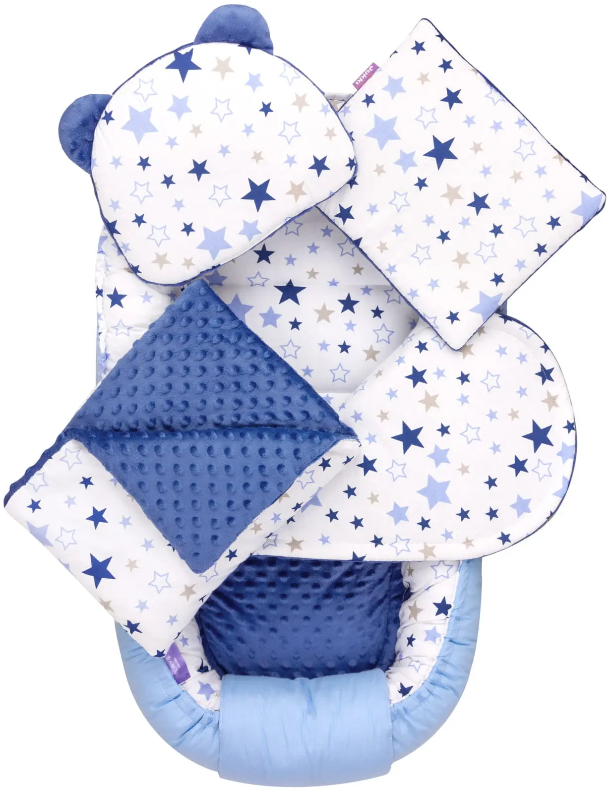 Jukki Baby Nest Cocoon 100x55 Double Sided Set of 5 Milky Way Minky