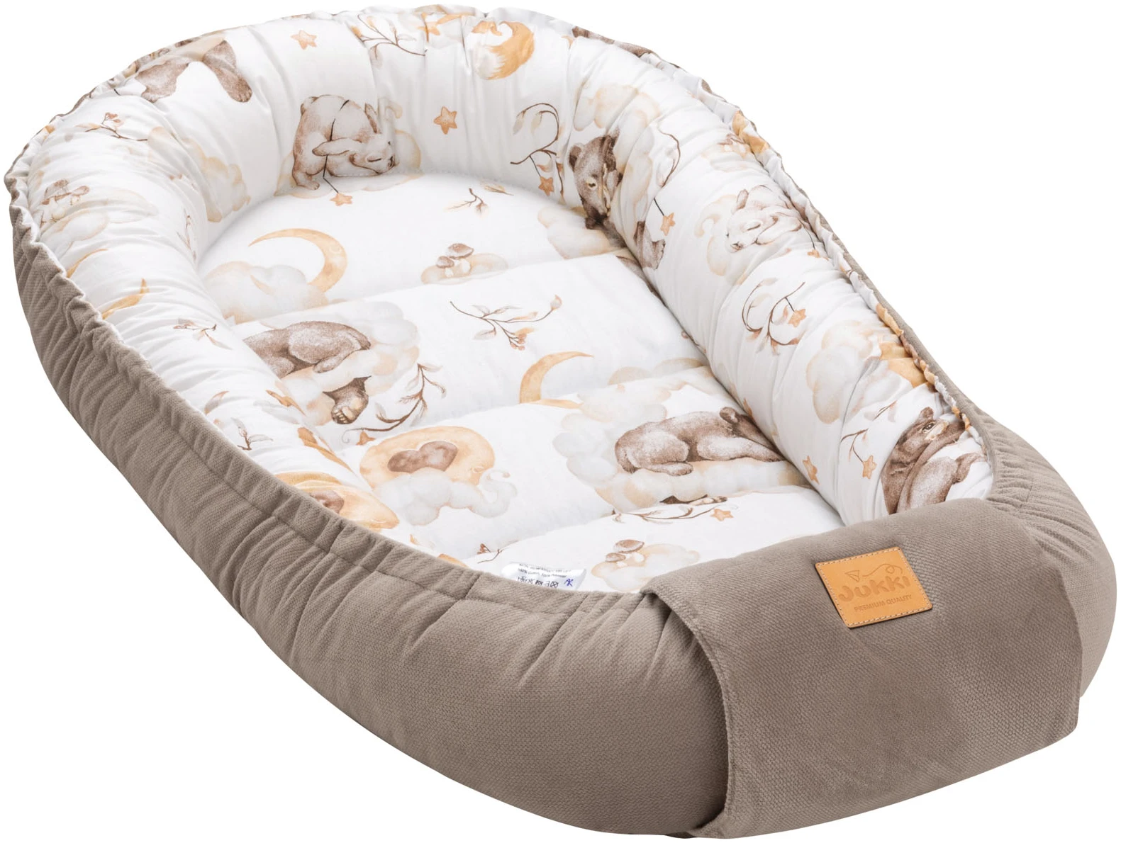 Jukki Baby Nest Cocoon Φωλιά Για Βρέφη 100x55 Διπλής Όψης Sweet Teddy Βελούδο