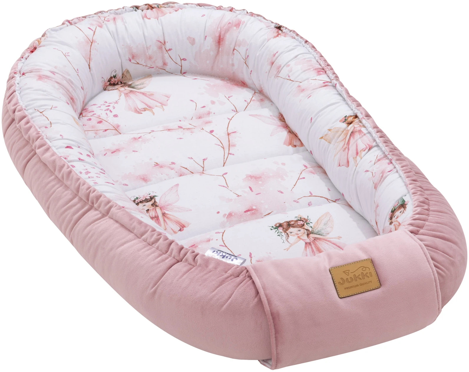 Jukki Baby Nest Cocoon Φωλιά Για Βρέφη 100x55 Διπλής Όψης Little Fairy & Smokey Βελούδο