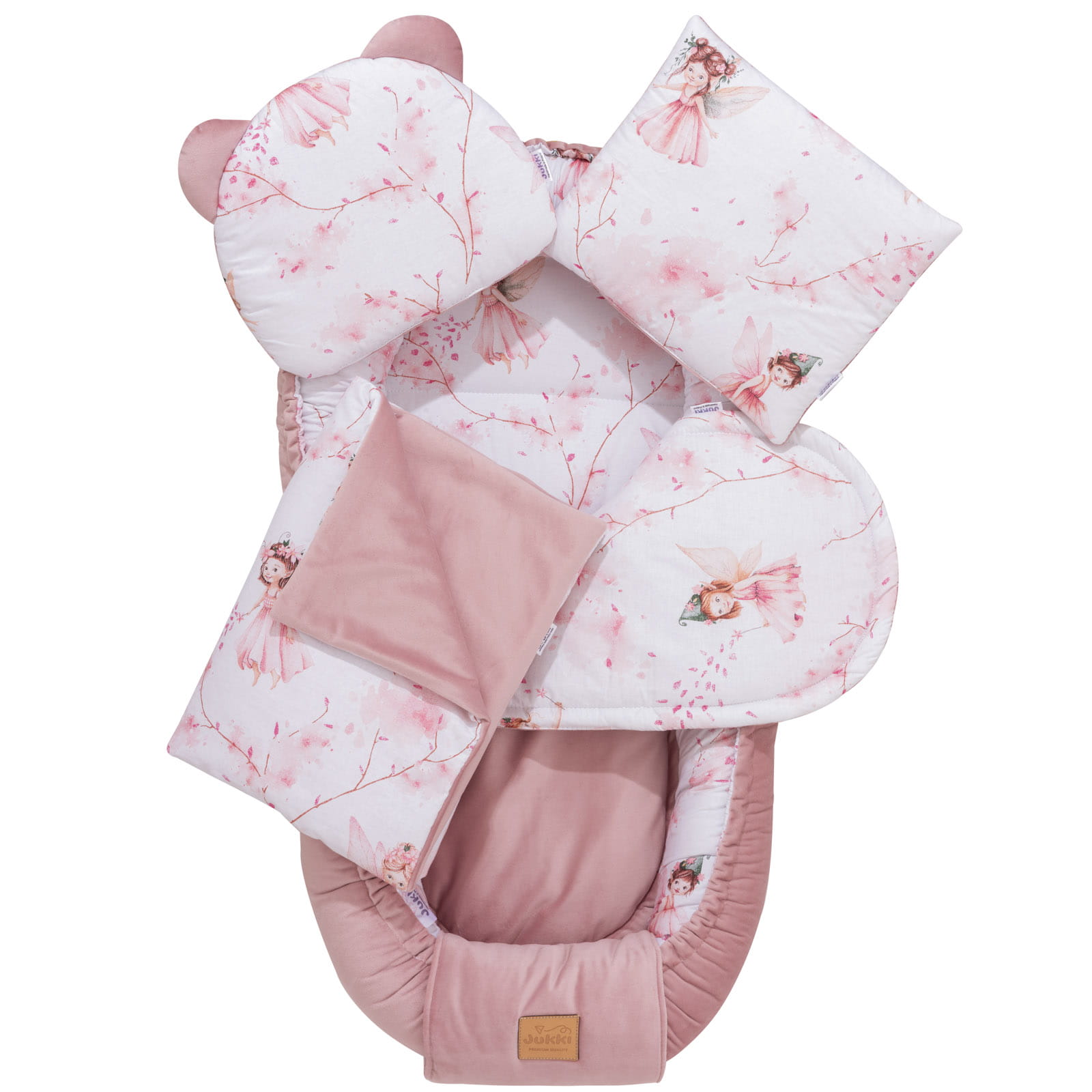 Jukki Baby Nest Cocoon Φωλιά Για Βρέφη 100x55 Διπλής Όψης Σετ 5 τχμ Little Fairy & Smokey Βελούδο