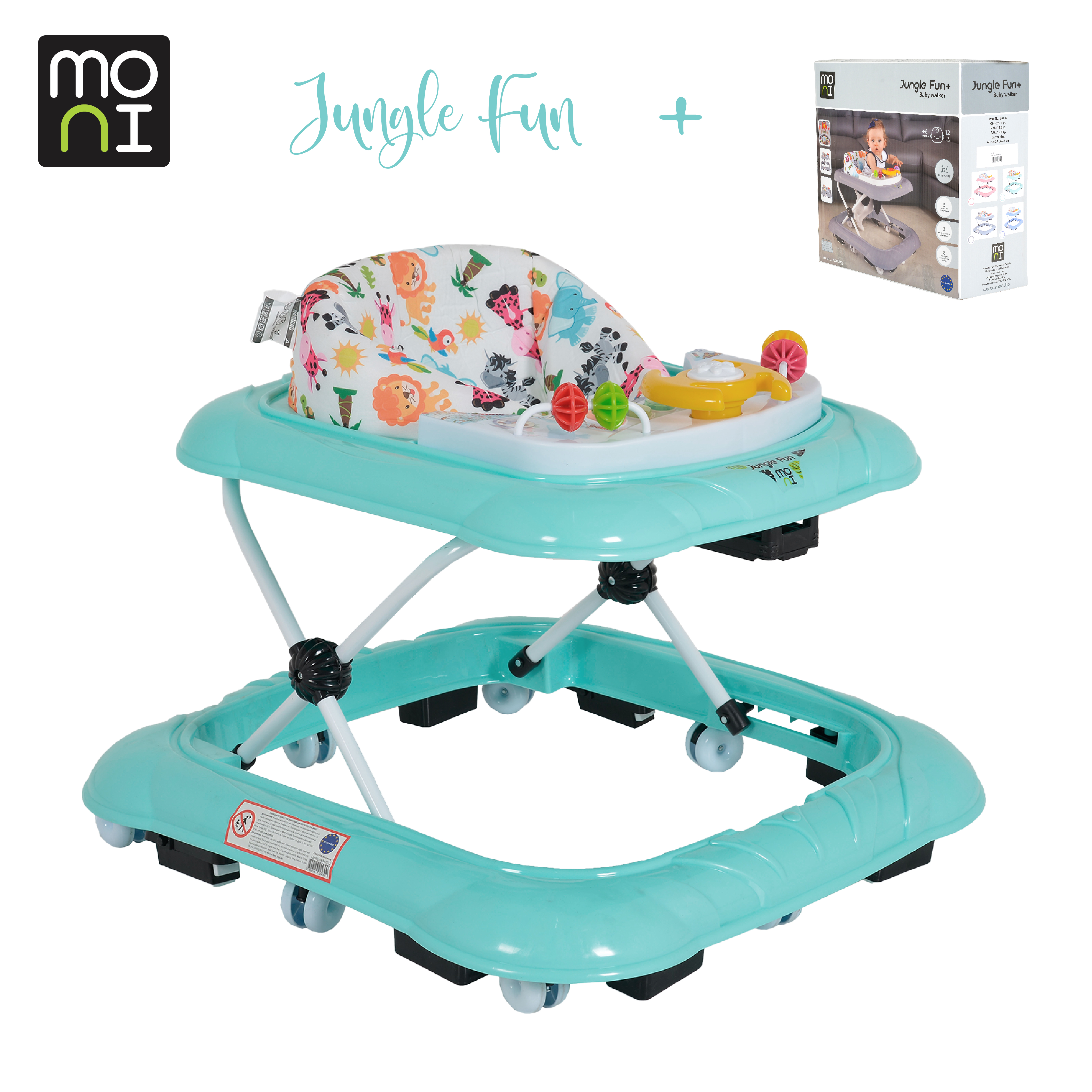 Moni Baby walker Jungle fun + mint 3800146244392