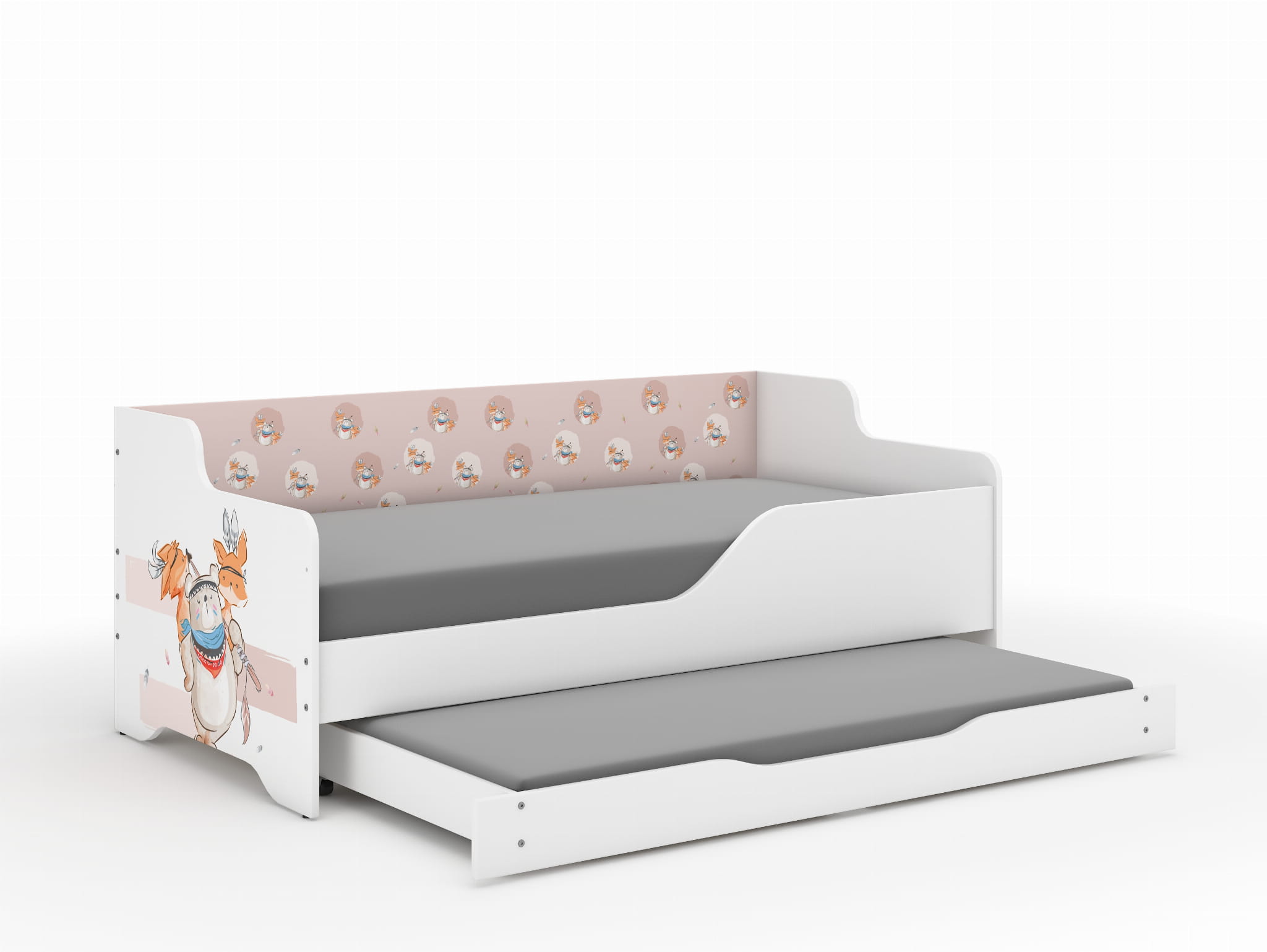 Lilu Children's Bed & Sofa 2 in 1 160 x 80 cm with Drawer + Free Mattress - Bear Fox