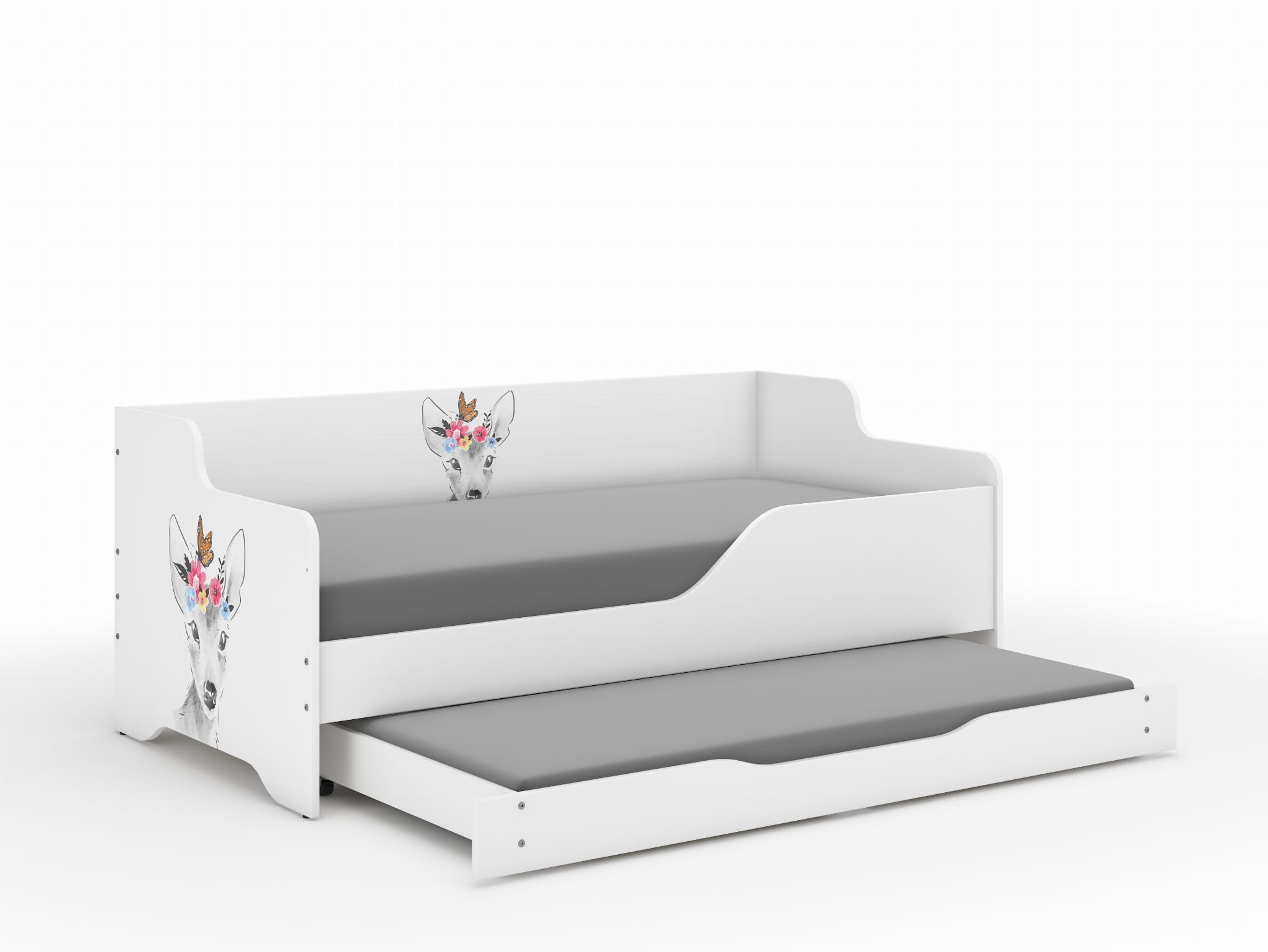 Lilu Children's Bed & Sofa 2 in 1 160 x 80 cm with Drawer + Free Mattress - Butterfly Deer