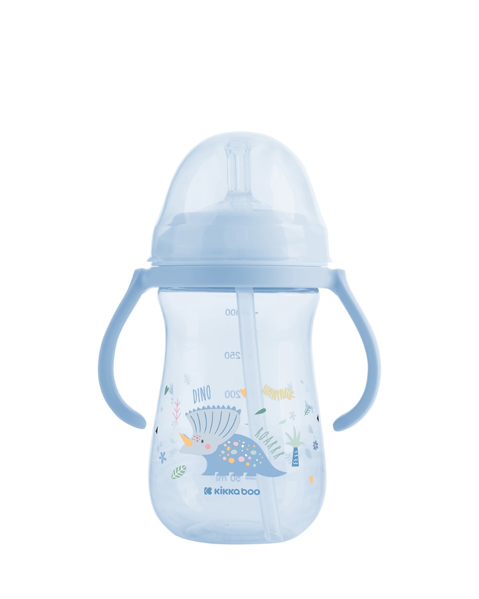 Kikka Boo Κύπελλο PP με καλαμάκι σιλικόνης 300ml Dino World Blue 31302030078