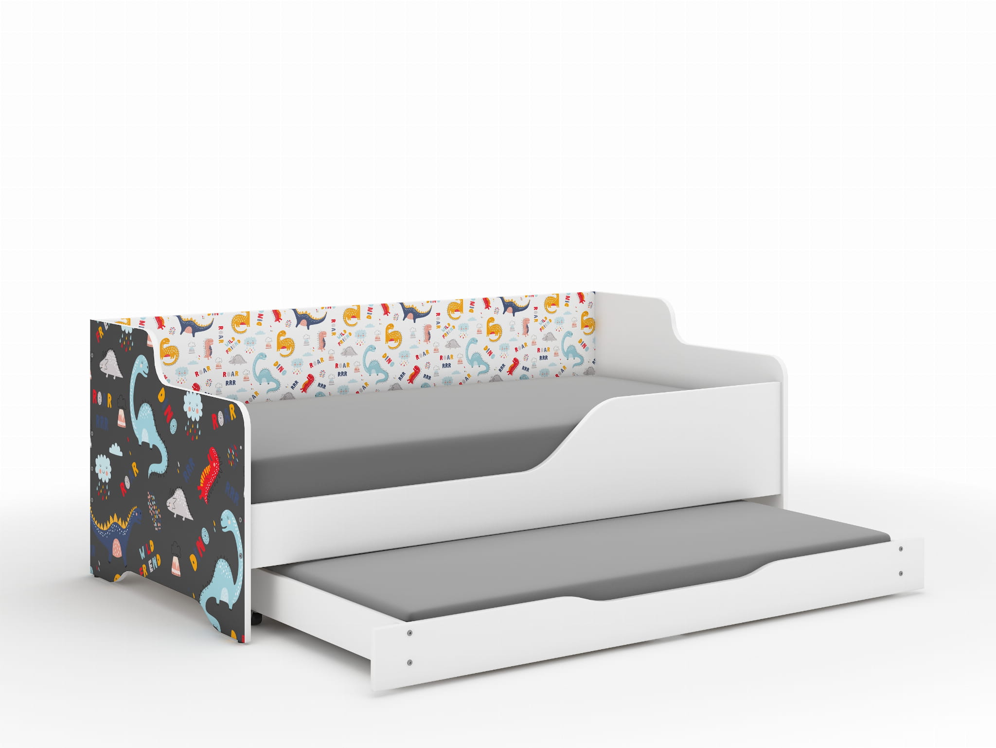 Lilu Children's Bed & Sofa 2 in 1 160 x 80 cm with Drawer + Free Mattress - Dinosaurs