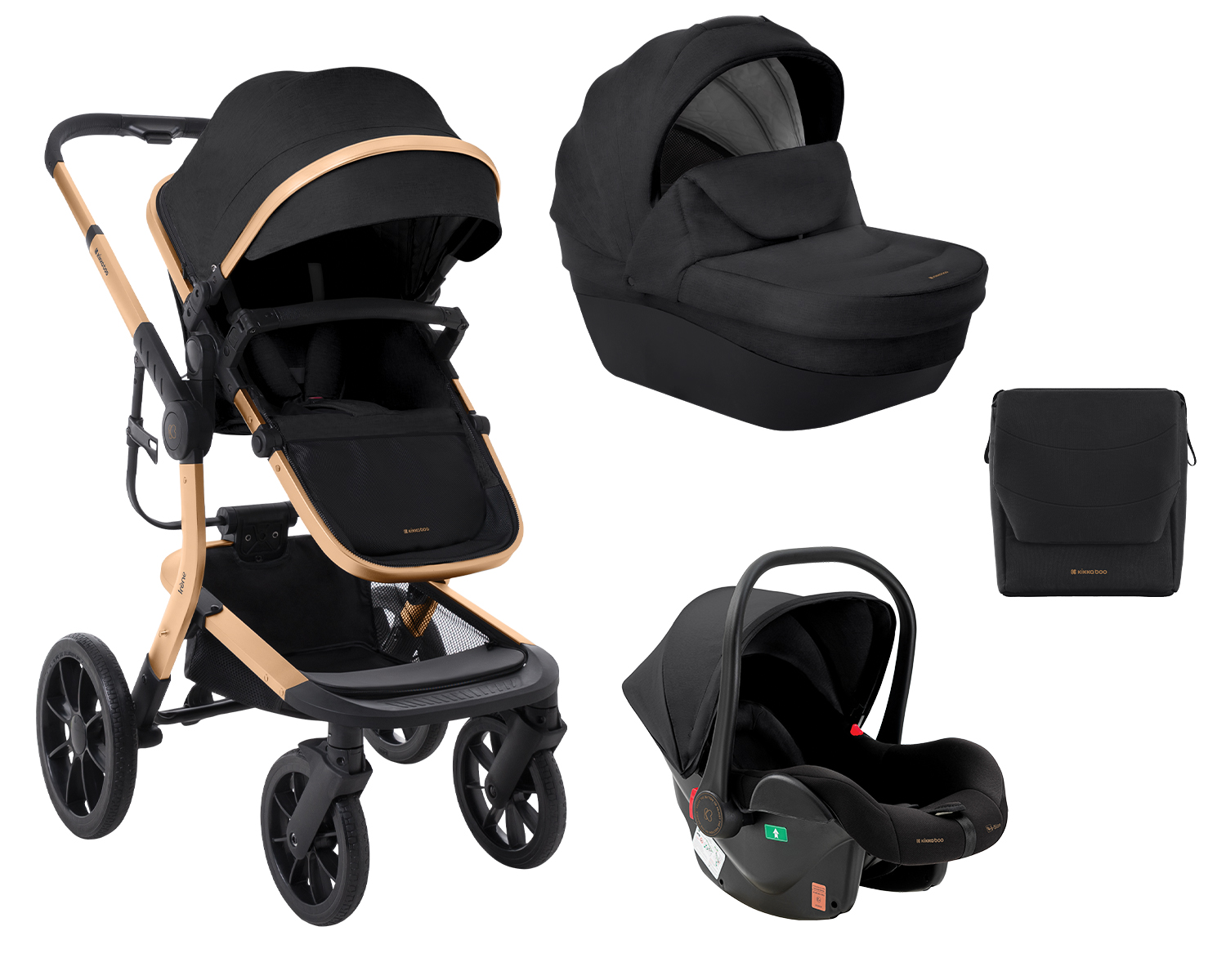 Kikka Boo Stroller 3in1 with plastic carrycot Irene Black 2024 31001010251