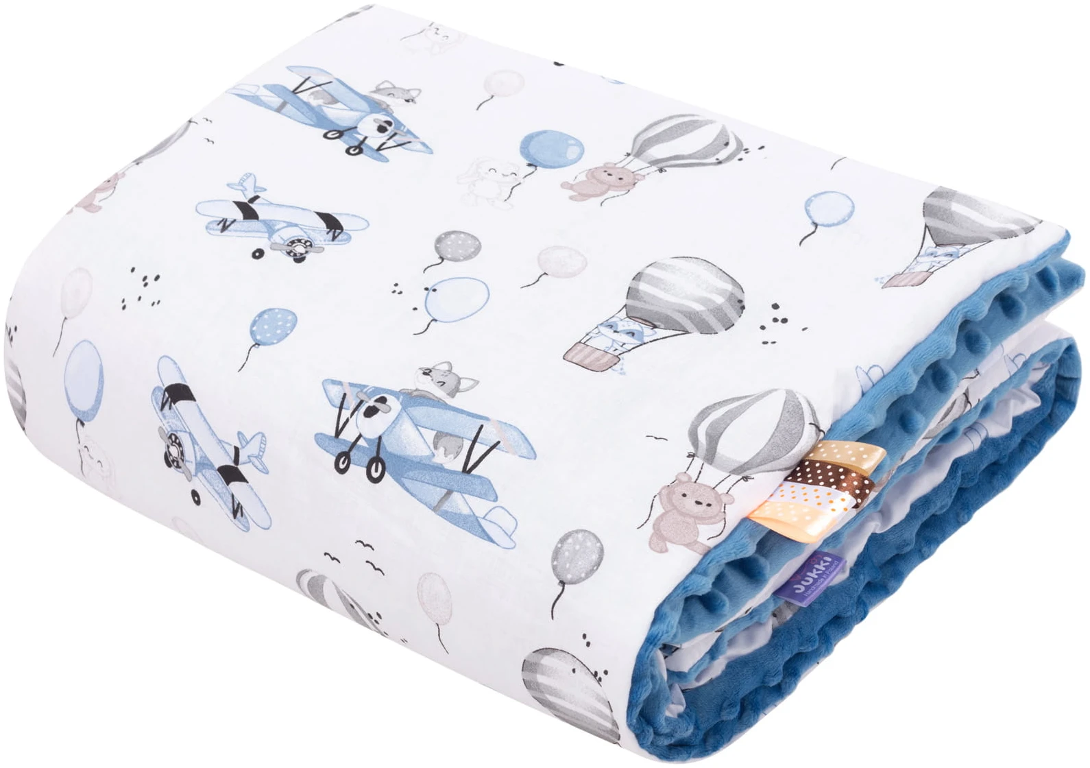 JUKKI Soft Baby Blanket 55 x 75 cm Minky Travel Blue 5904506810475