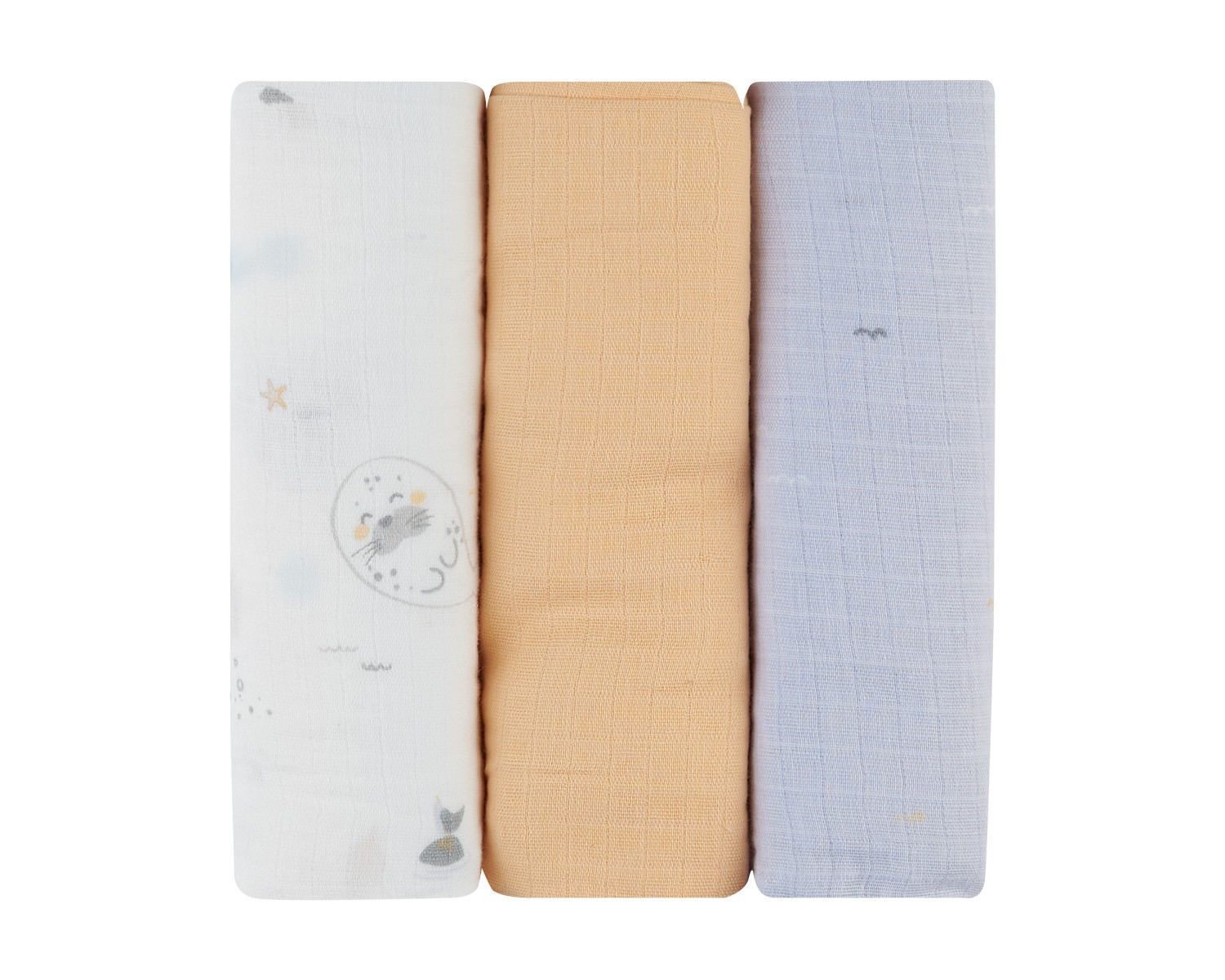 Kikka Boo Muslin swaddle set 3 pcs 75x75 cm Seally Me 31103010099