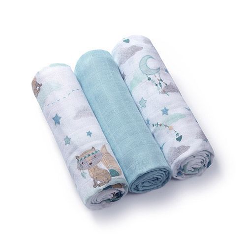 BabyOno 397/12 BAMBOO DIAPERS 3PCS BLUE ONO-66256