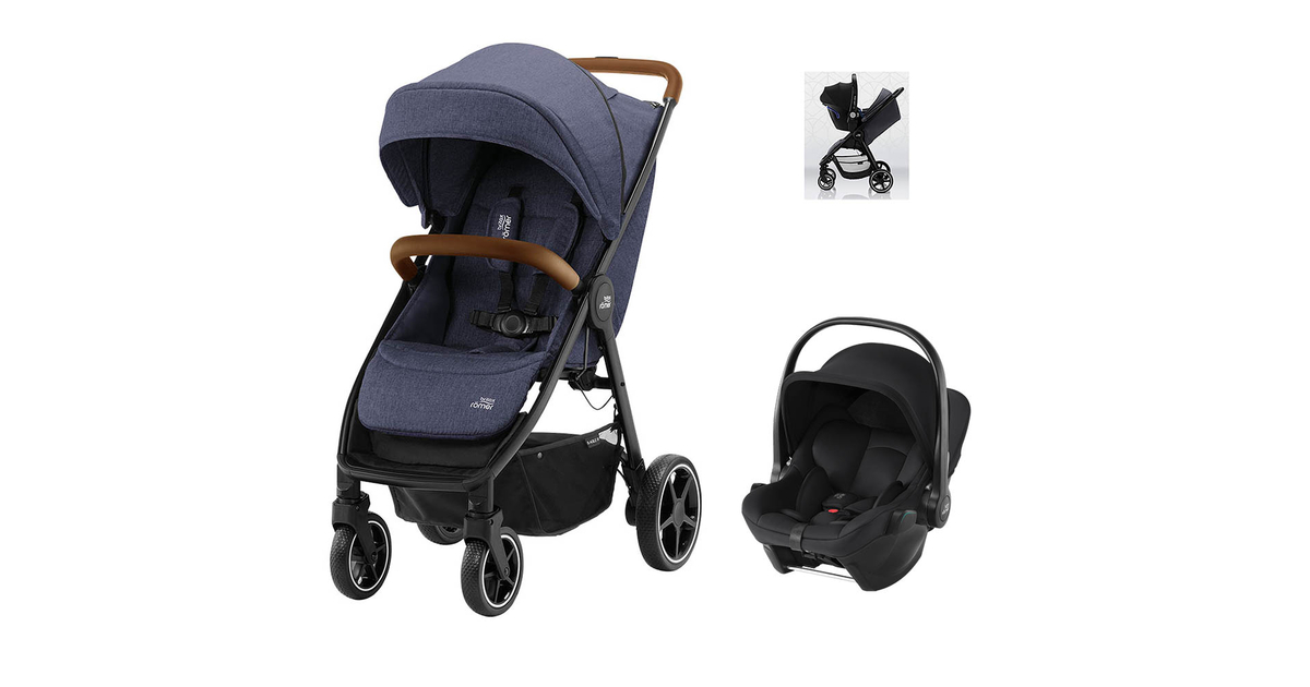 Britax B Agile R Travel System 2 in 1 Pushchair with Baby Safe Car Seat GIFT Adapters Navy Ink R2000038294