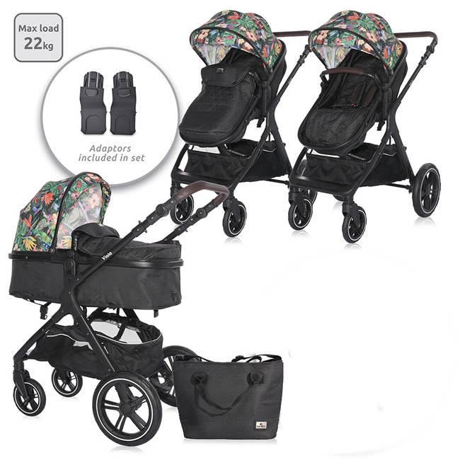 Lorelli BABY STROLLER VIOLA TROPICAL FLOWERS+ADAPTERS 10021812388A