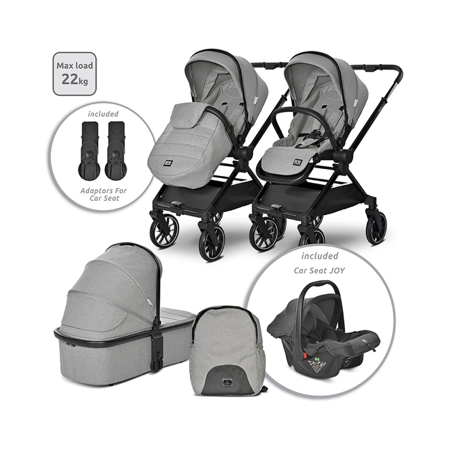 Lorelli BABY STROLLER REYA 3in1 GREY with reversible handl 10021952406