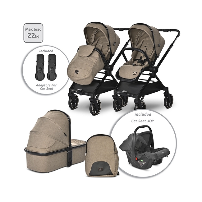 Lorelli BABY STROLLER REYA 3in1 BROWN with reversible hand 10021952415