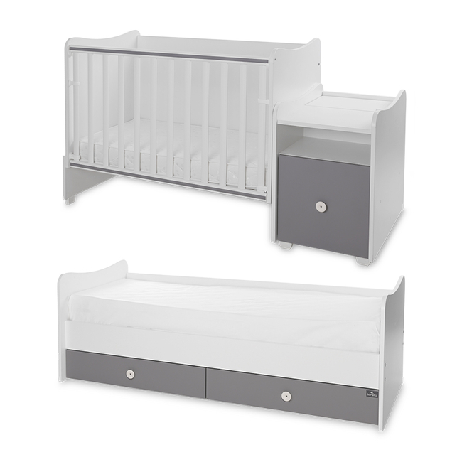 Lorelli BED TREND PLUS NEW 70/160 WHITE/STONE GREY 10150590041P