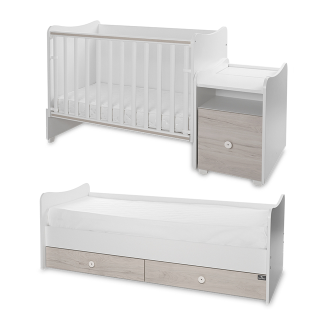 Lorelli BED TREND PLUS NEW 70/160 WHITE/LIGHT OAK 10150590045P