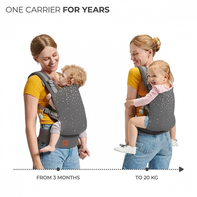 Kinderkraft NINO 2 in 1 Baby Carrier For Children up to 20kg Confetti Grey KNNINOCOGRY0000