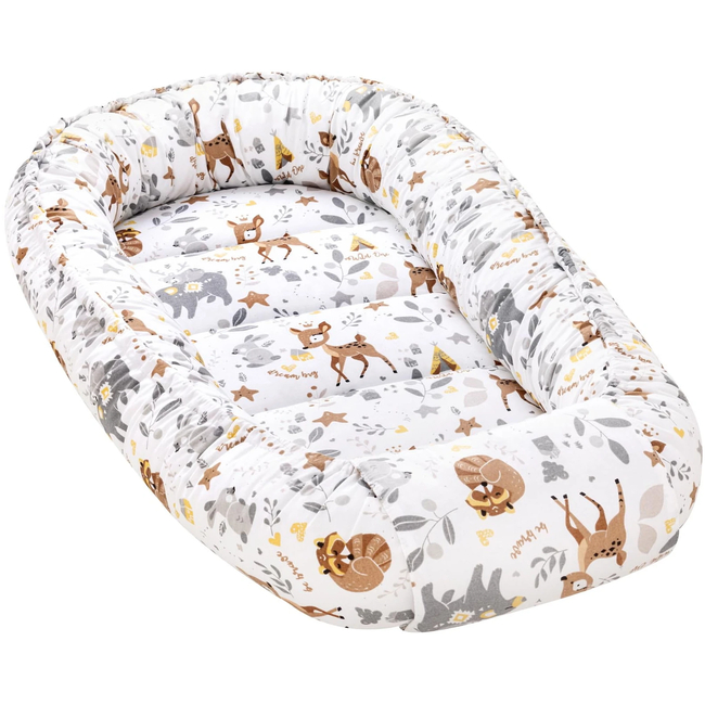 Jukki Baby Nest Cocoon Φωλιά Για Βρέφη 100x55 Διπλής Όψης Σετ 5 τχμ Magical Woodland Minky