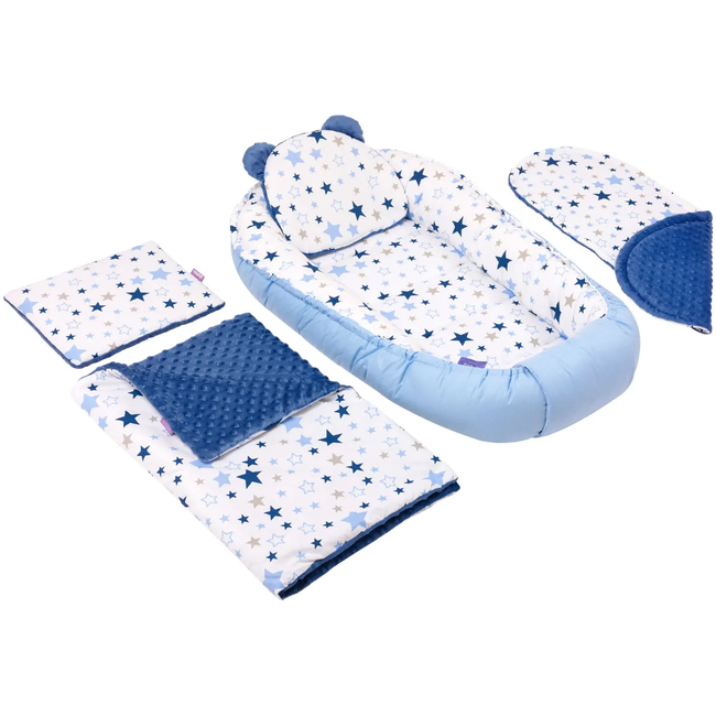 Jukki Baby Nest Cocoon 100x55 Double Sided Set of 5 Milky Way Minky