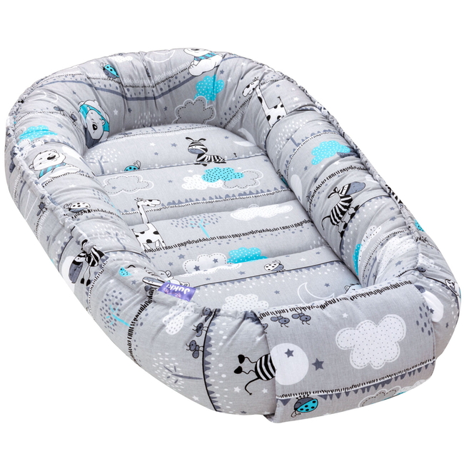 Jukki Baby Nest Cocoon 100x55 Double Sided Set of 5 Zebra Grey Minky