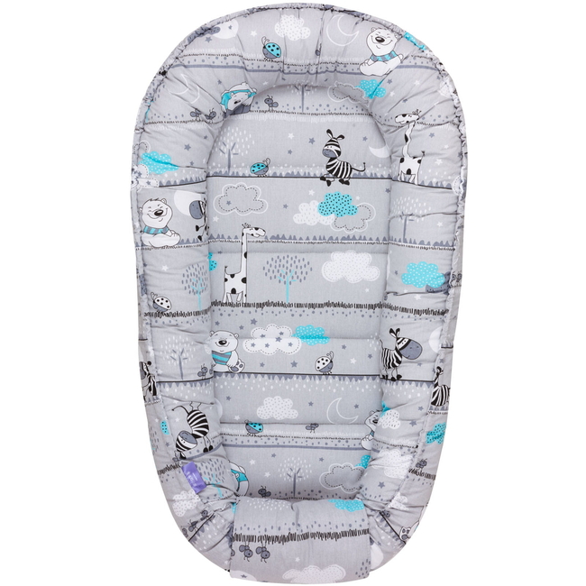 Jukki Baby Nest Cocoon Φωλιά Για Βρέφη 100x55 Διπλής Όψης Σετ 5 τχμ Zebra Grey Minky