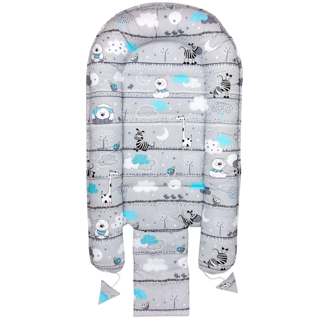 Jukki Baby Nest Cocoon 100x55 Double Sided Set of 5 Zebra Grey Minky