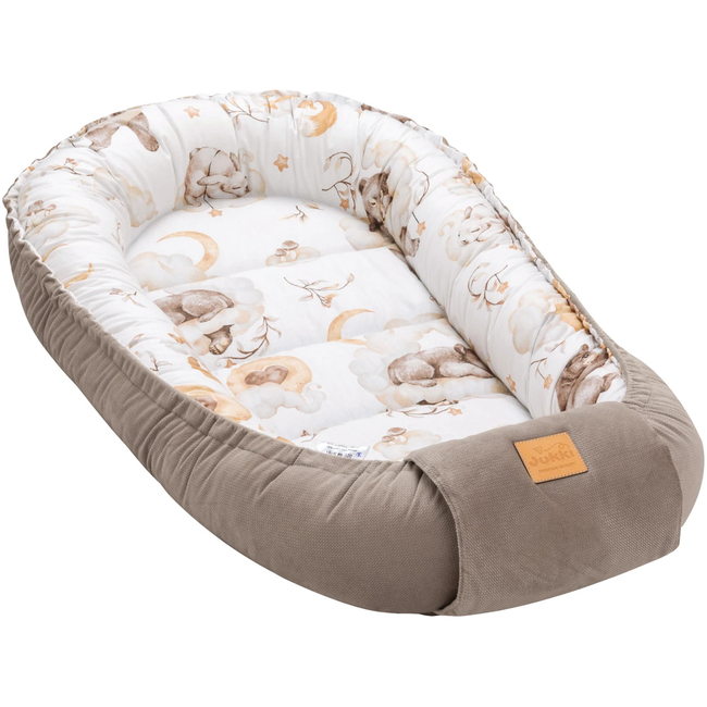 Jukki Baby Nest Cocoon Φωλιά Για Βρέφη 100x55 Διπλής Όψης Sweet Teddy Βελούδο