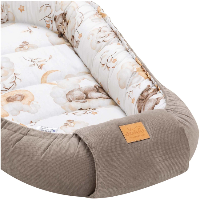 Jukki Baby Nest Cocoon Φωλιά Για Βρέφη 100x55 Διπλής Όψης Sweet Teddy Βελούδο