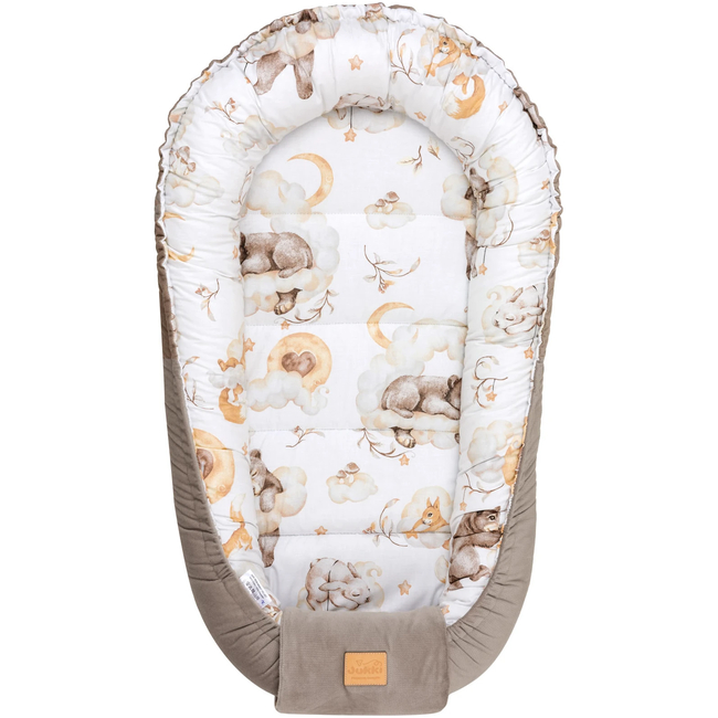 Jukki Baby Nest Cocoon Φωλιά Για Βρέφη 100x55 Διπλής Όψης Sweet Teddy Βελούδο