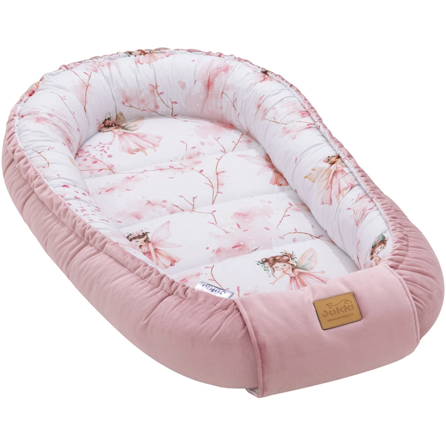 Jukki Baby Nest Cocoon Φωλιά Για Βρέφη 100x55 Διπλής Όψης Little Fairy & Smokey Βελούδο