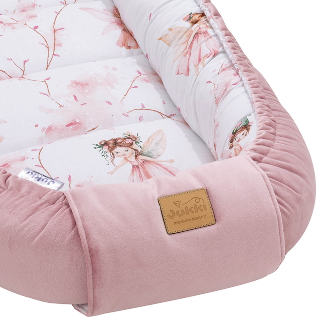 Jukki Baby Nest Cocoon Φωλιά Για Βρέφη 100x55 Διπλής Όψης Σετ 5 τχμ Little Fairy & Smokey Βελούδο