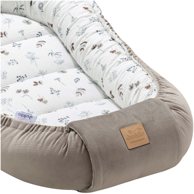 Jukki Baby Nest Cocoon Φωλιά Για Βρέφη 100x55 Διπλής Όψης Σετ 5 τχμ Simply Nature Βελούδο