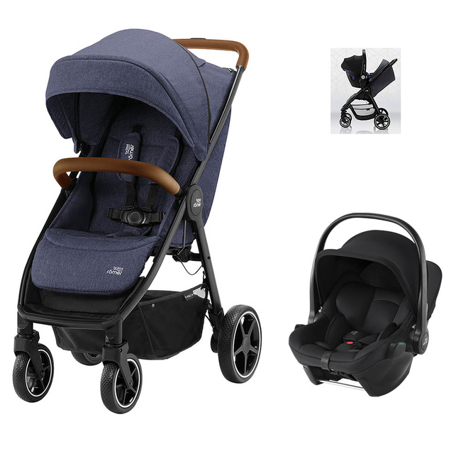 Britax B-Agile R Travel System 2 in 1 Pushchair with B-Safe Car Seat + GIFT Adapters Navy Ink