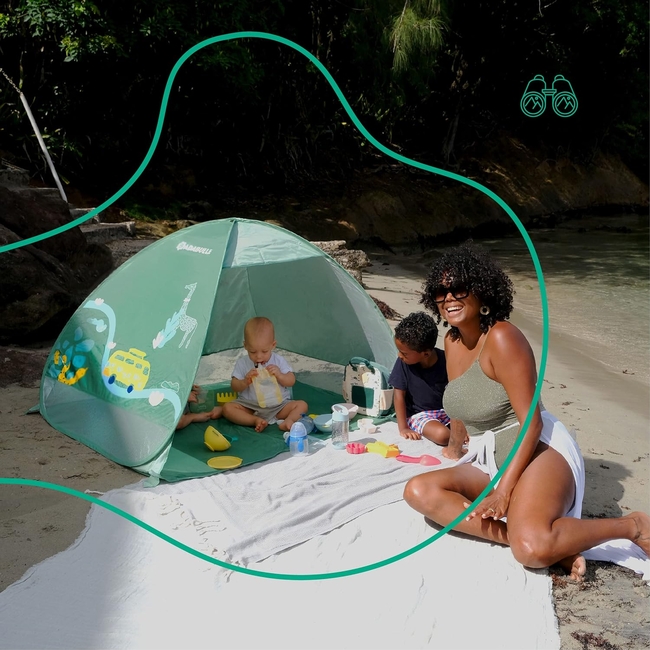 BADABULLE Pop Up Beach Tent With Carrying Bag UV50+ 125 x 100 x 85 cm Safari B038205