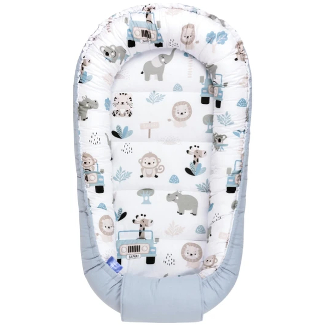 Jukki Baby Φωλιά XXL Για Βρέφη 65x120 Σετ 5 τμχ Blue Safari