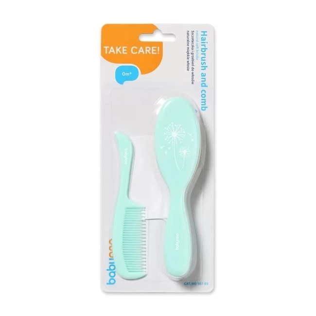 BabyOno 567/03 brush and comb natural soft bristles Mint