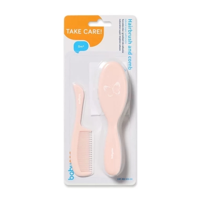 BabyOno 568/04 brush and comb natural supersoft bristles Pink