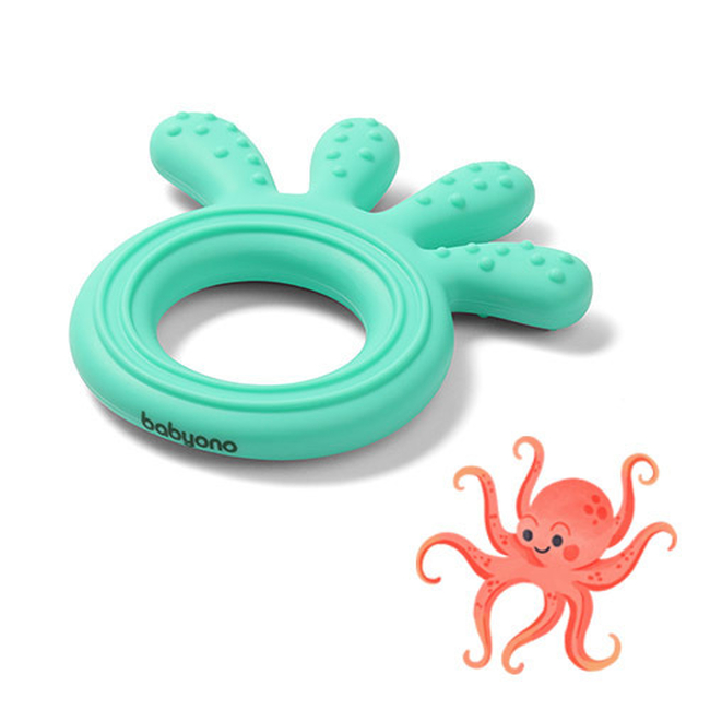 BabyOno 826/02 Silicone teether OCTOPUS GREEN