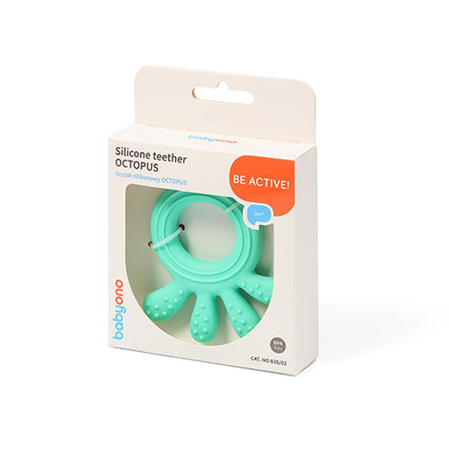 BabyOno 826/02 Silicone teether OCTOPUS GREEN