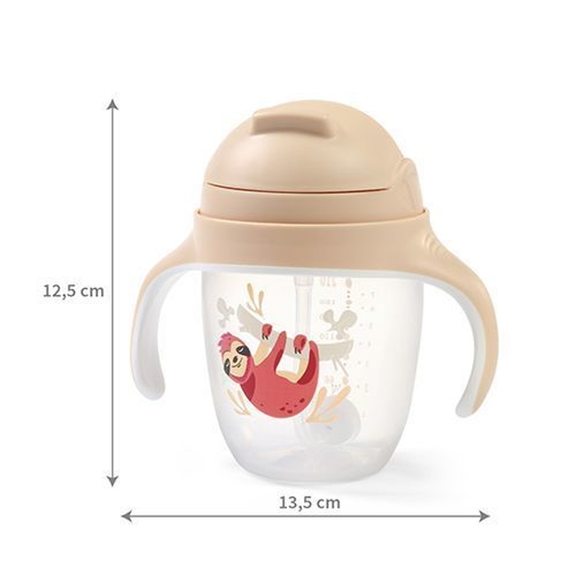 BabyOno 1464/04 Sippy cup with weighted straw BEIGE ONO-02216