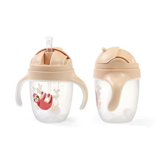 BabyOno 1464/04 Sippy cup with weighted straw BEIGE ONO-02216