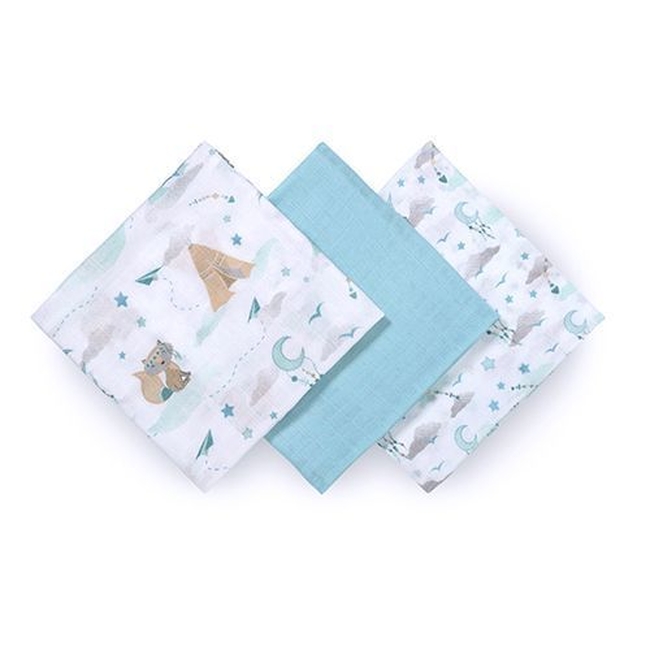 BabyOno 397/12 BAMBOO DIAPERS 3PCS BLUE ONO-66256