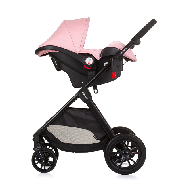 Chipolino Harmony 3 in 1 Children's transformable stroller with accessories flamingo KKHR02405FL