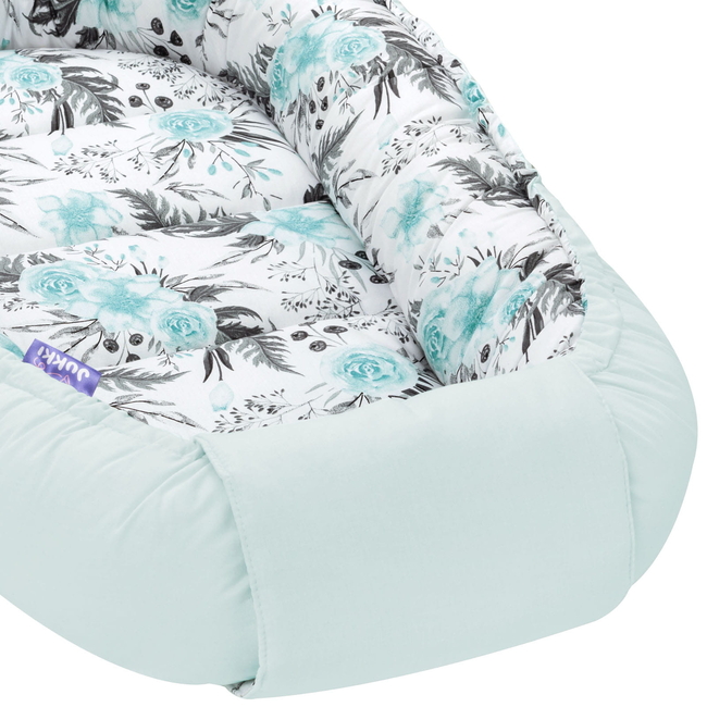 Jukki Baby Φωλιά Για Βρέφη 100x55 Σετ 5 τμχ Υφασμα Minky In Garden Mint 5904506817078