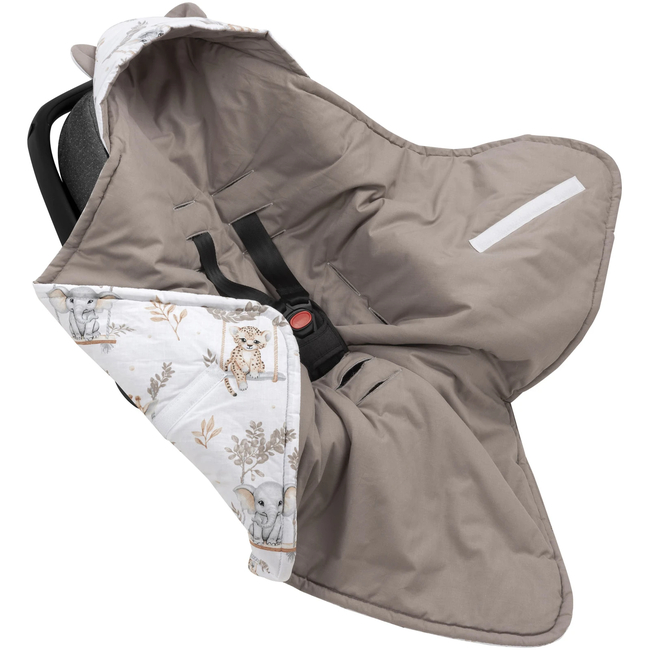 JUKKI Car Seat Blanket with Hood Happy Jungle 5904506821327