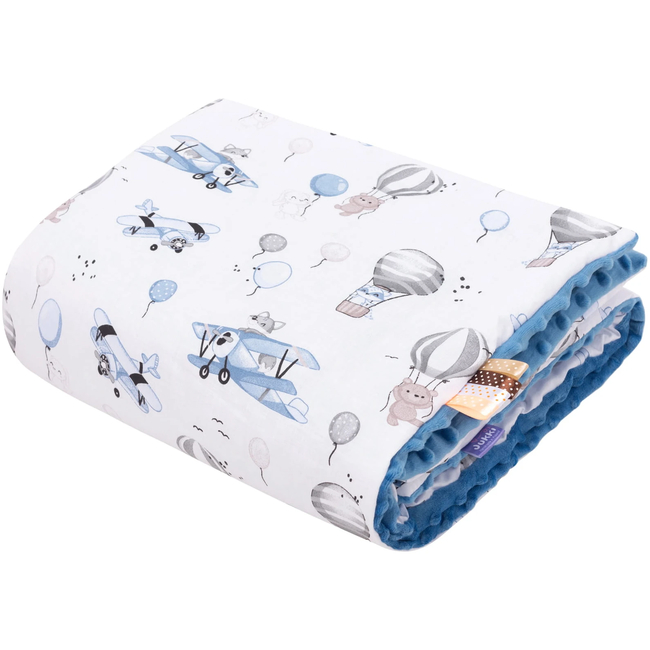 Jukki Κουβέρτα Βαμβακερή 2πλής Όψης 75x100cm Minky Travel Blue 5904506810482