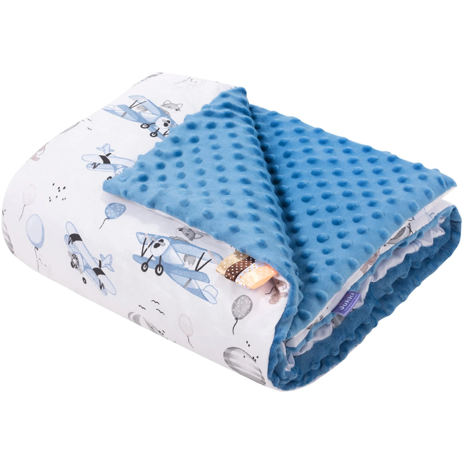 Jukki Κουβέρτα Βαμβακερή 2πλής Όψης 75x100cm Minky Travel Blue 5904506810482