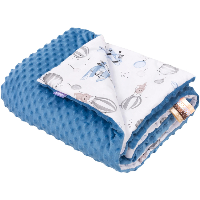 Jukki Κουβέρτα Βαμβακερή 2πλής Όψης 75x100cm Minky Travel Blue 5904506810482