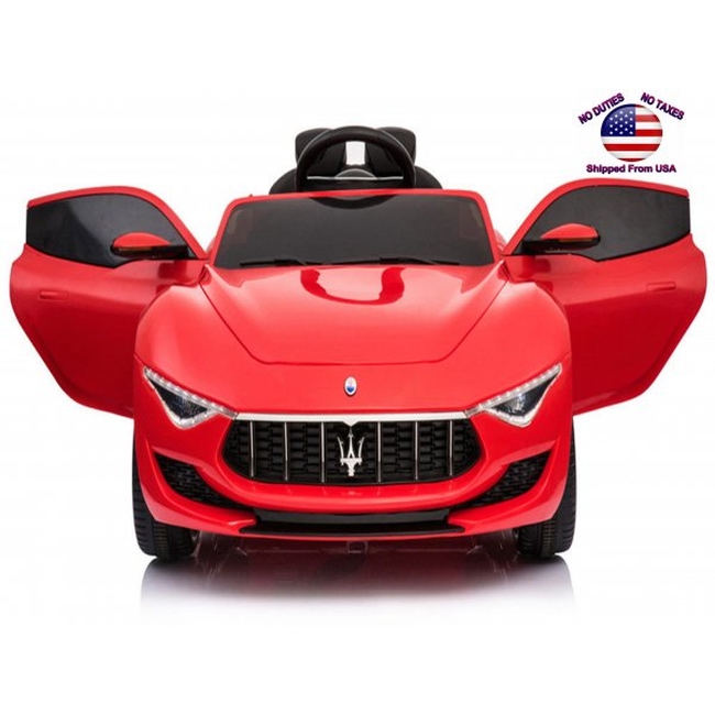 Maserati Alfieri Licensed Ride On Electric Toy Car For Kids 12V Battery Powered LED Lights MP3 RC Parental Remote Controller Leather Seat (SX1728) Red